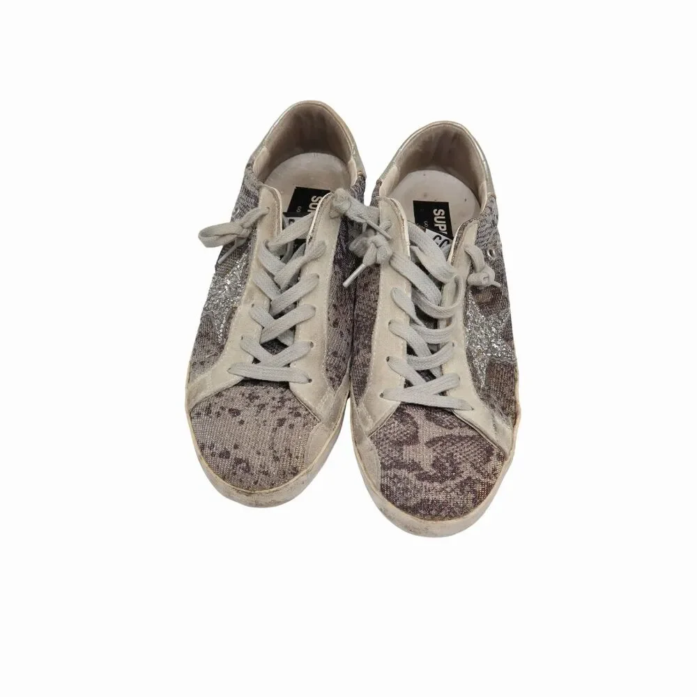 Golden Goose Super-Star Snake Print Glitter Canvas Sneakers Women's Size 39 - Picture 2 of 8